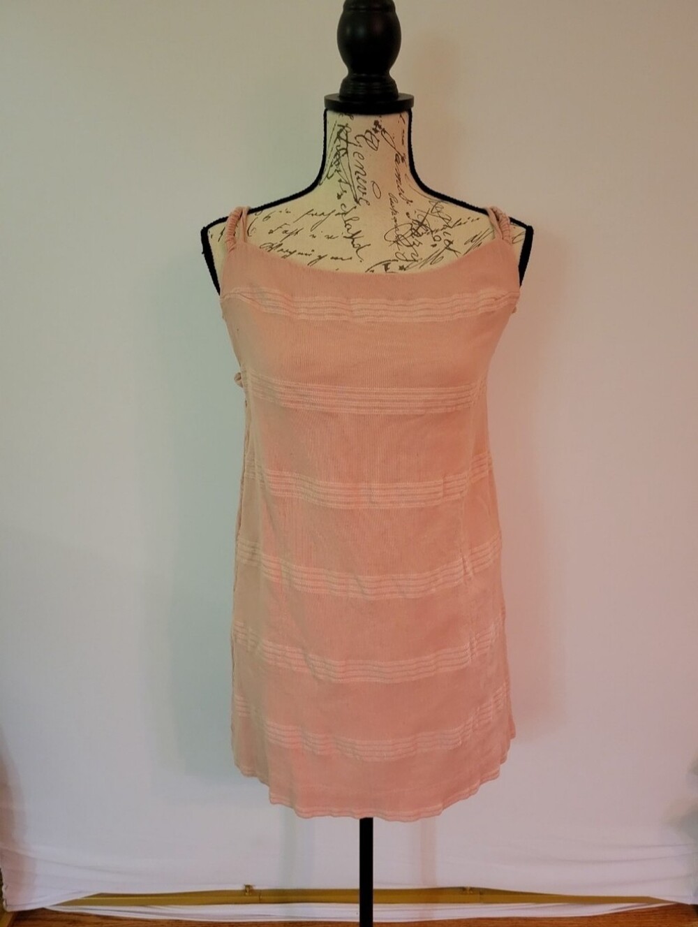 Free People Peach Striped Mini Dress Tunic Size M